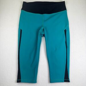 Lululemon Smooth Stride‎ Crop Viridian Green/ Black Size 10